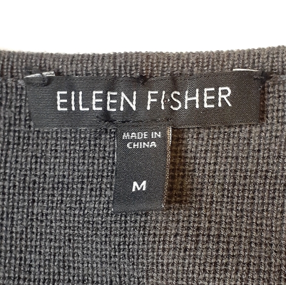 Eileen Fisher Silk Blend Open Cardigan With Tie Belt. Size M Dark Gray - Picture 3 of 6
